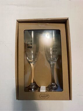 Mud Pie Clear Glass Champagne Flutes Set of 2
